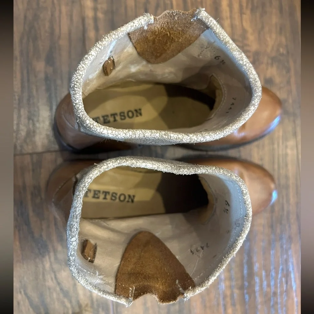 STETSON WOMENS MIA Western Boots - size 6.5 - ankle boots leather brown tan - Picture 8 of 16